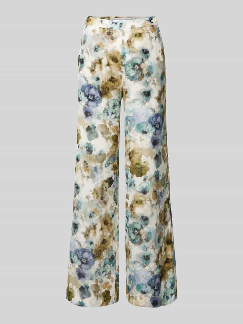 RAFFAELLO ROSSI Wide leg linnen broek met knoopsluiting model 'ALBENA'