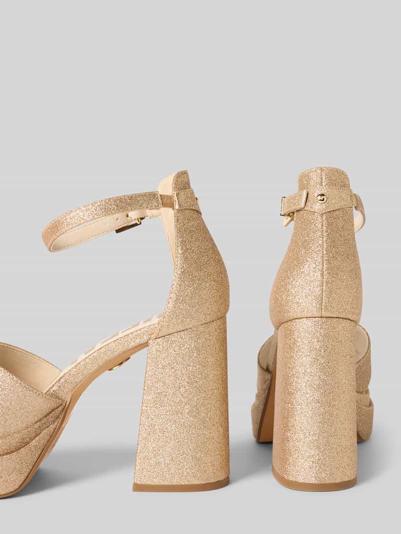 Buffalo Sandalen van leer met blokhak model 'MAY'