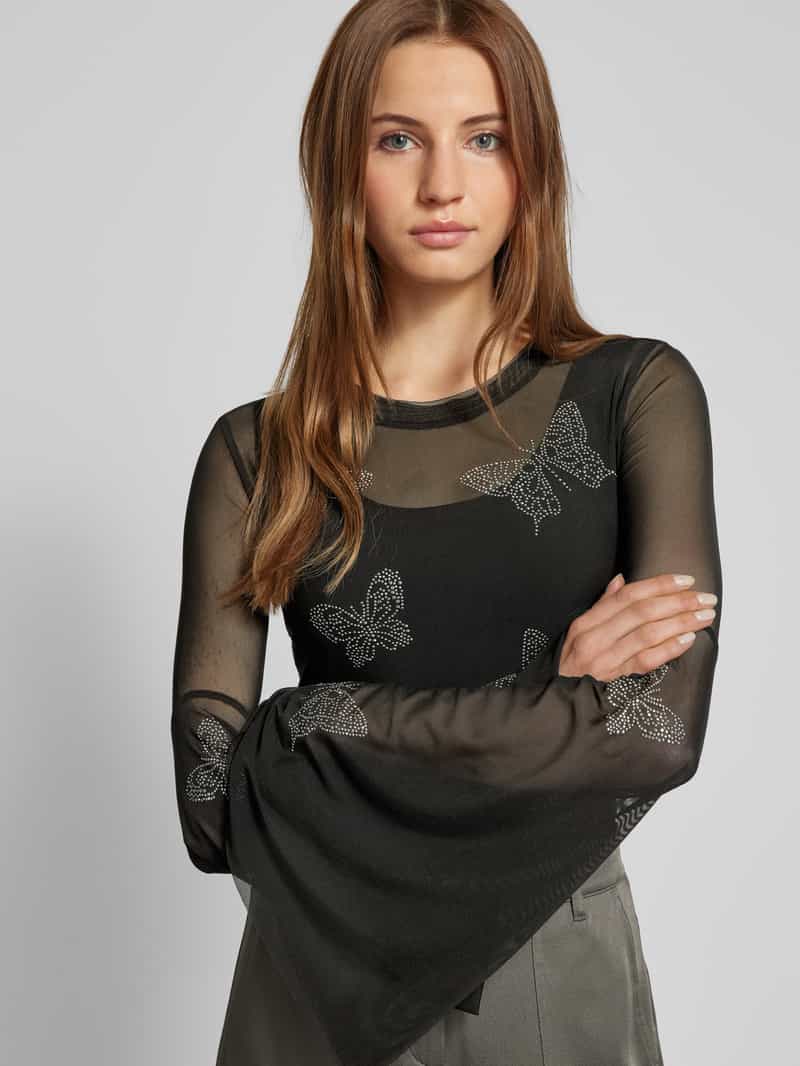 Guess Flared shirt met lange mouwen in semi-transparant design