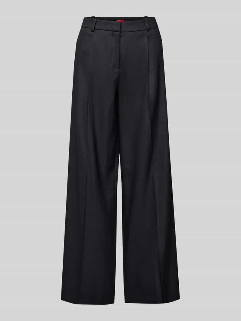 HUGO Wide leg linnen broek met steekzakken model 'Halati'