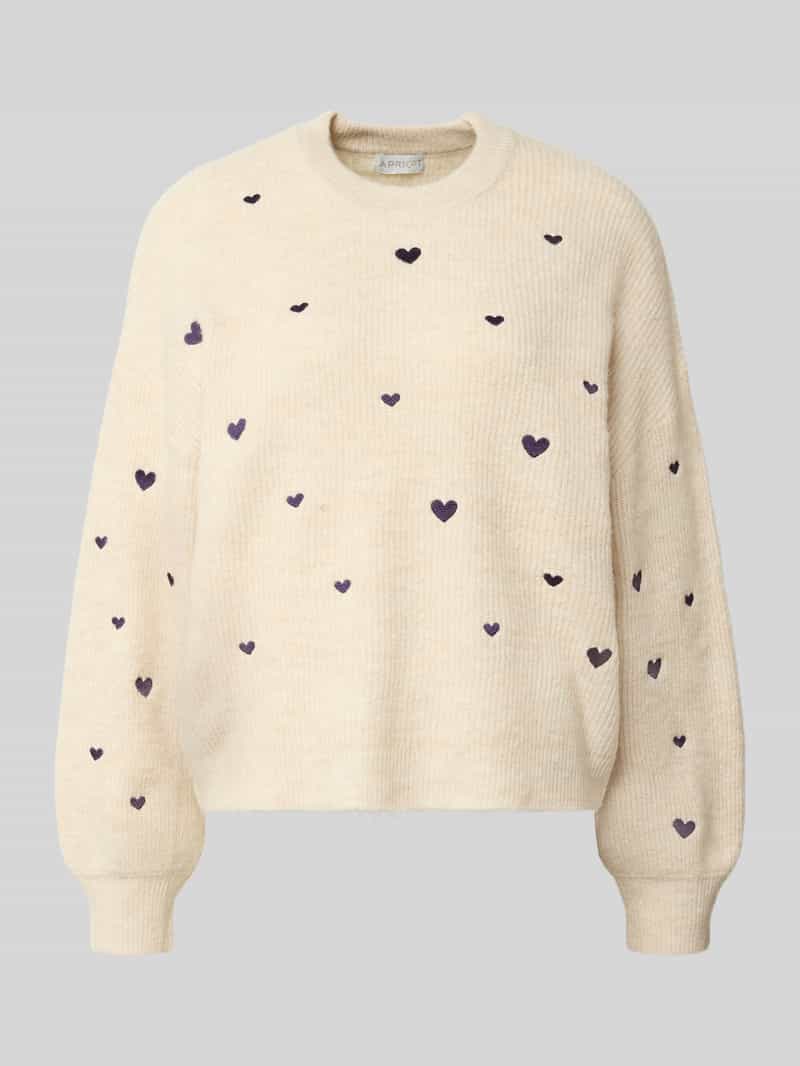 Apricot Gebreide pullover met ronde hals en stitchings