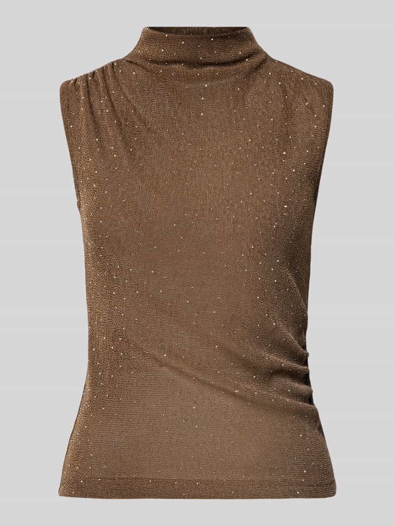 LUISA CERANO Semi-transparant top met opstaande kraag en plooien