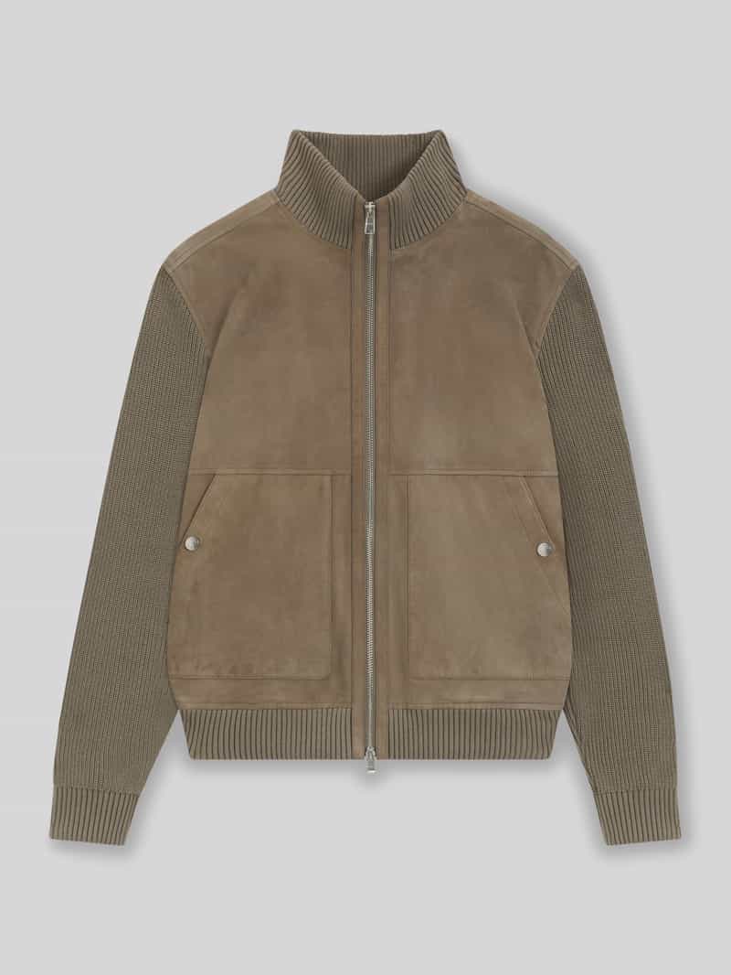 Boss Regular fit leren jack van chevreau-suède model 'MAPARO'