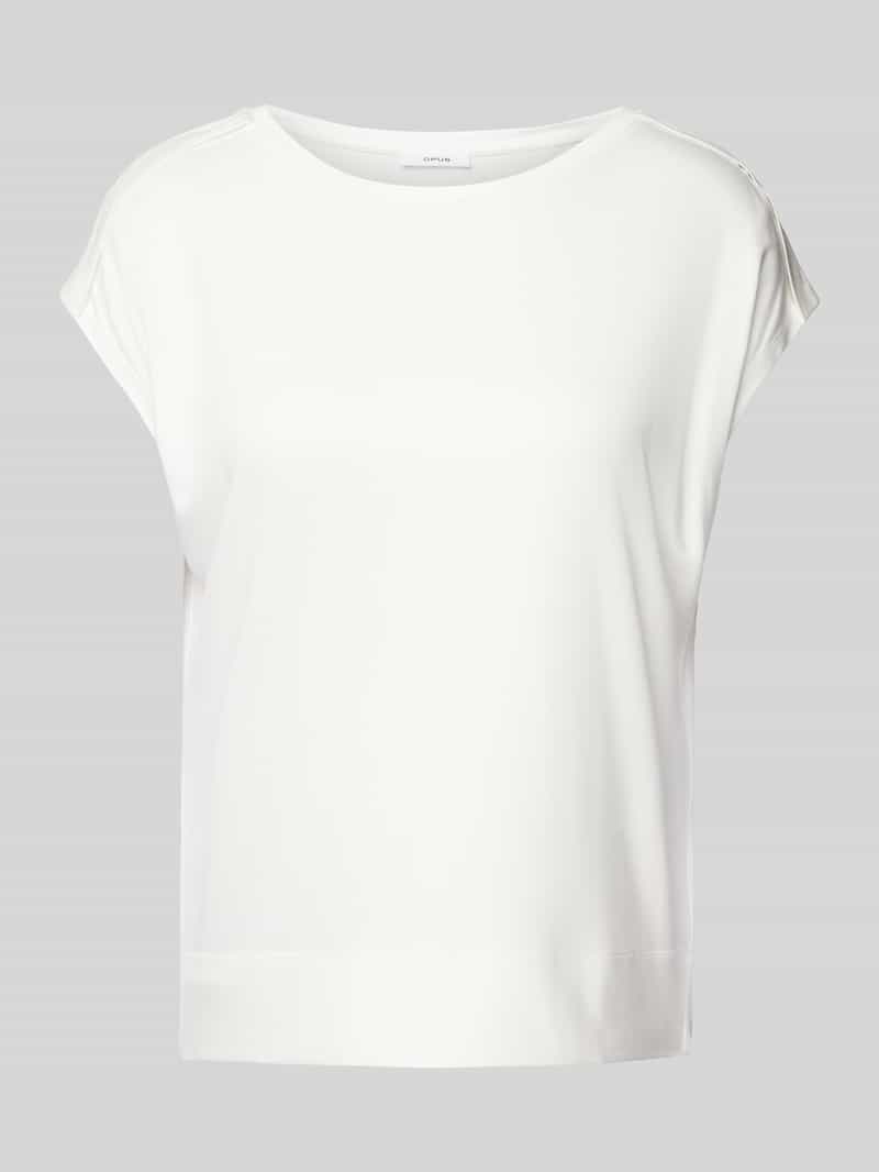 Opus T-shirt met geribde ronde hals model 'Sestern'