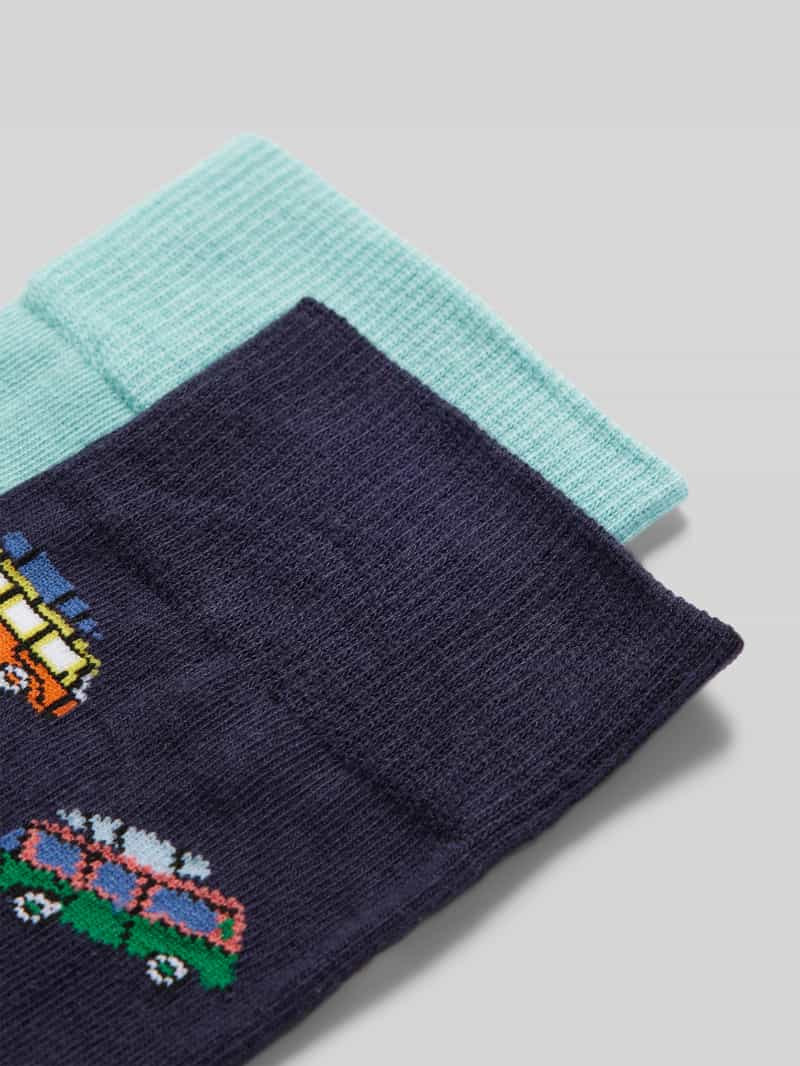 Christian Berg Men Sokken met motiefstitching in een set van 2 paar