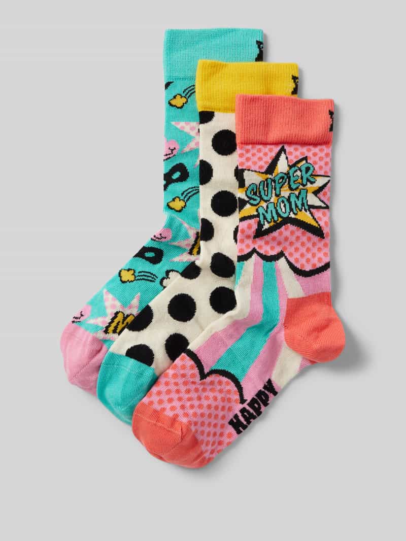 Happy Socks Sokken met stretch model 'Mothers Day' in een set van 3 paar