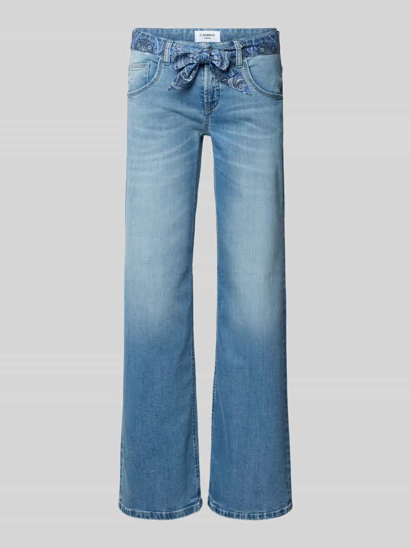 CAMBIO Wide leg jeans met strikceintuur model 'TESS'