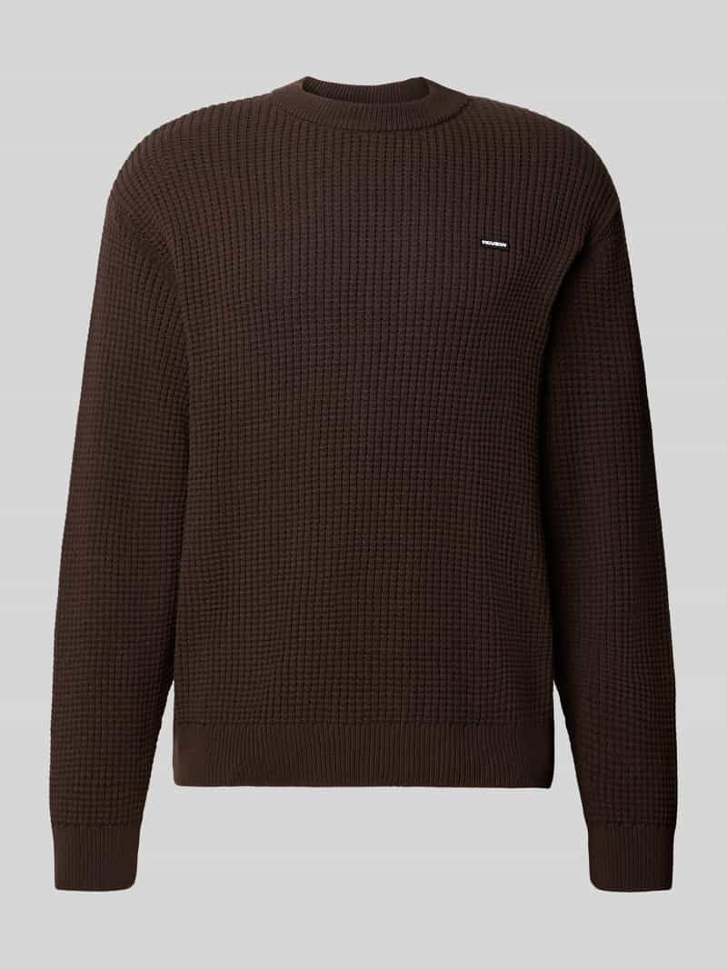 REVIEW regular fit gebreide trui van katoenmix met labelpatch