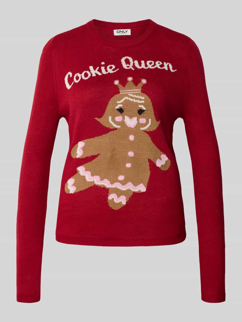 Only Regular fit kersttrui met opschrift model 'XMAS GINGERBREAD'