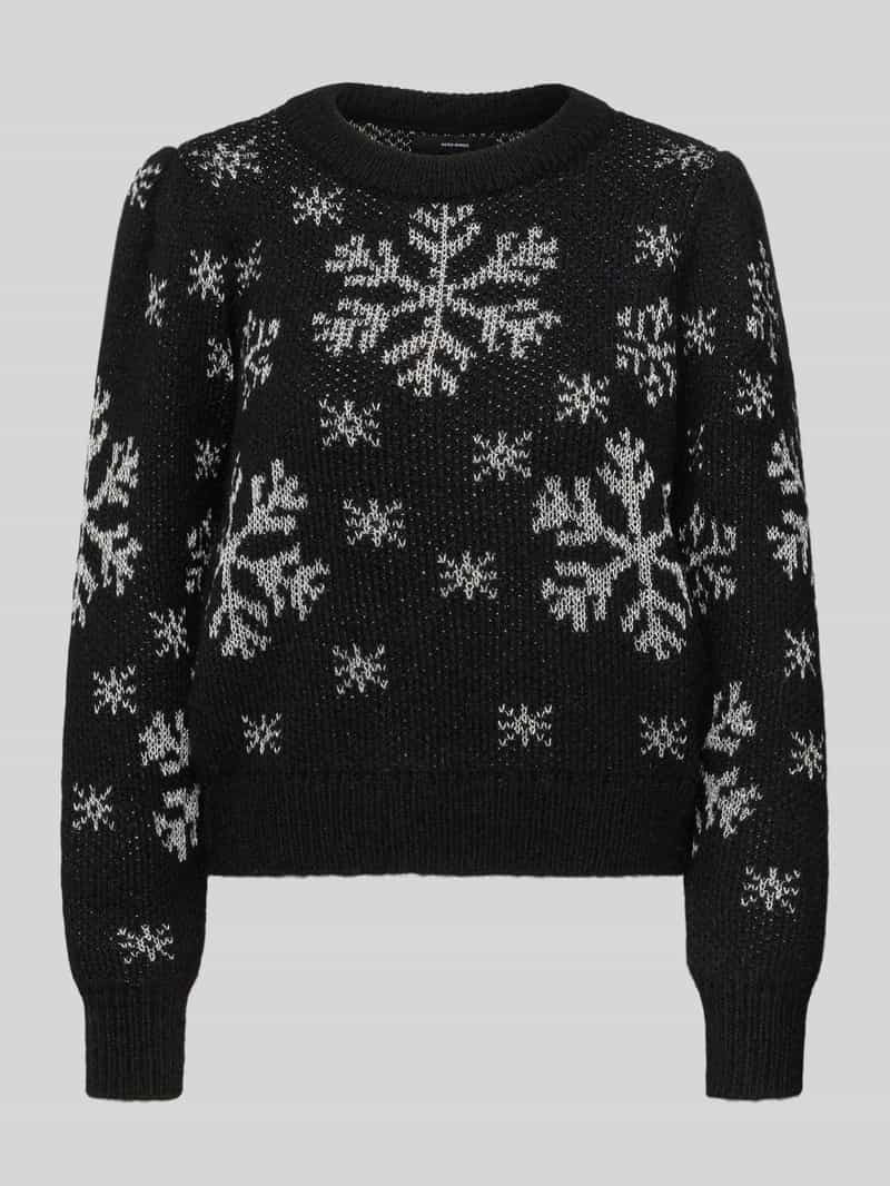 Vero Moda Regular fit kersttrui met all-over motief model 'NEWSNOWFROST'
