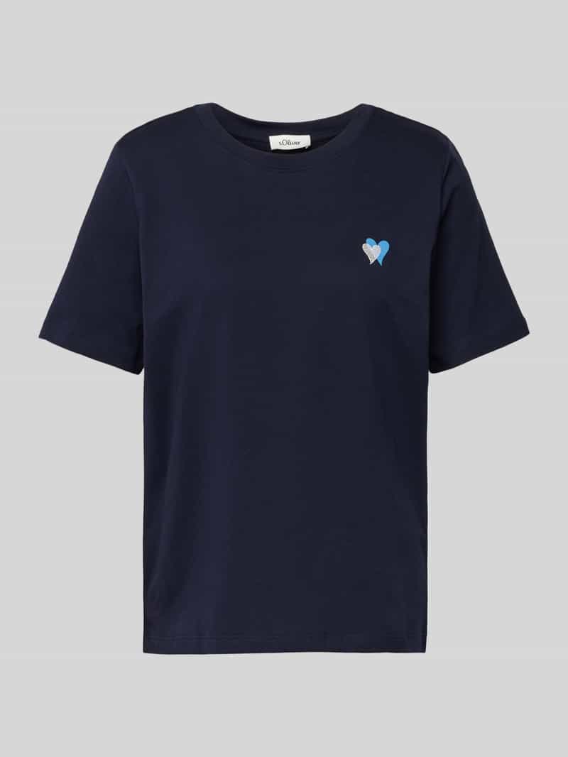 s.Oliver RED LABEL Relaxed fit T-shirt van puur katoen met geborduurd hart