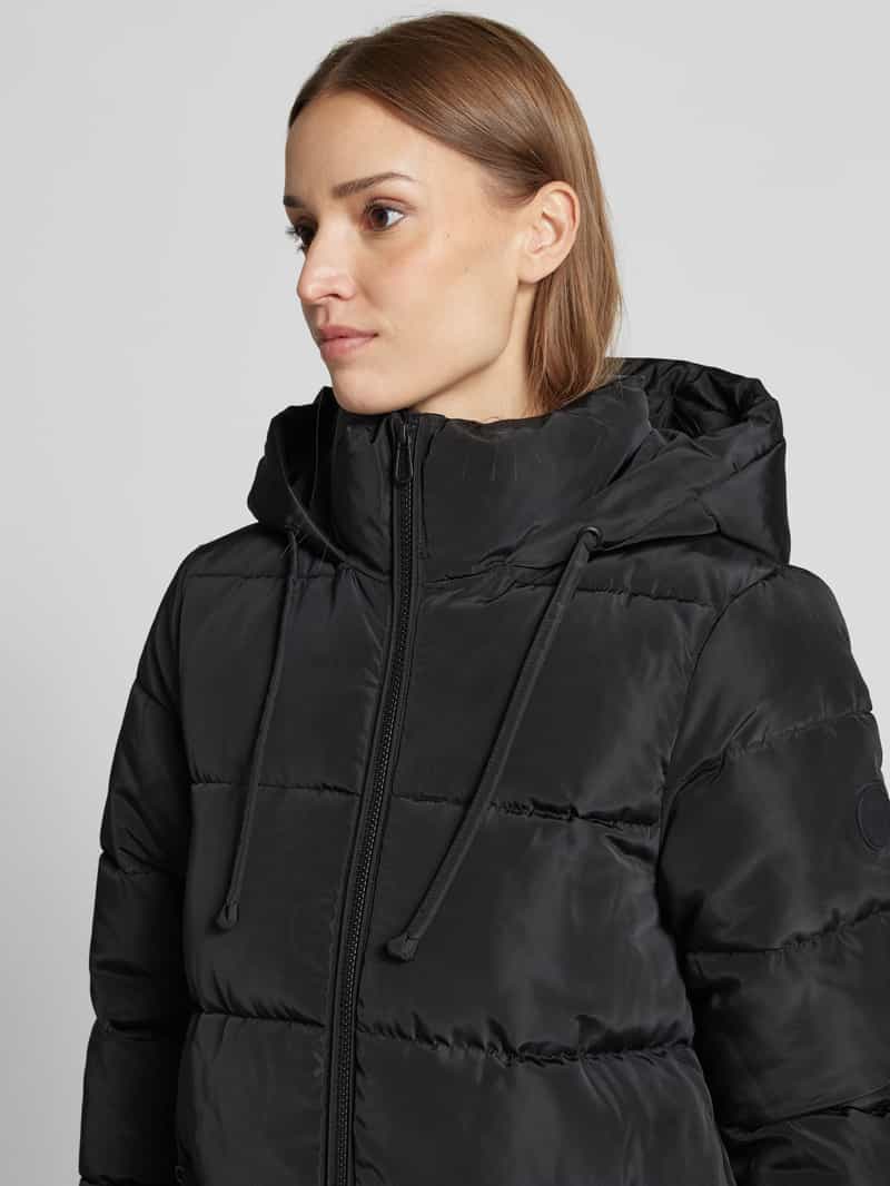 Tom Tailor Comfort fit gewatteerde lange jas met capuchon en opstaande kraag