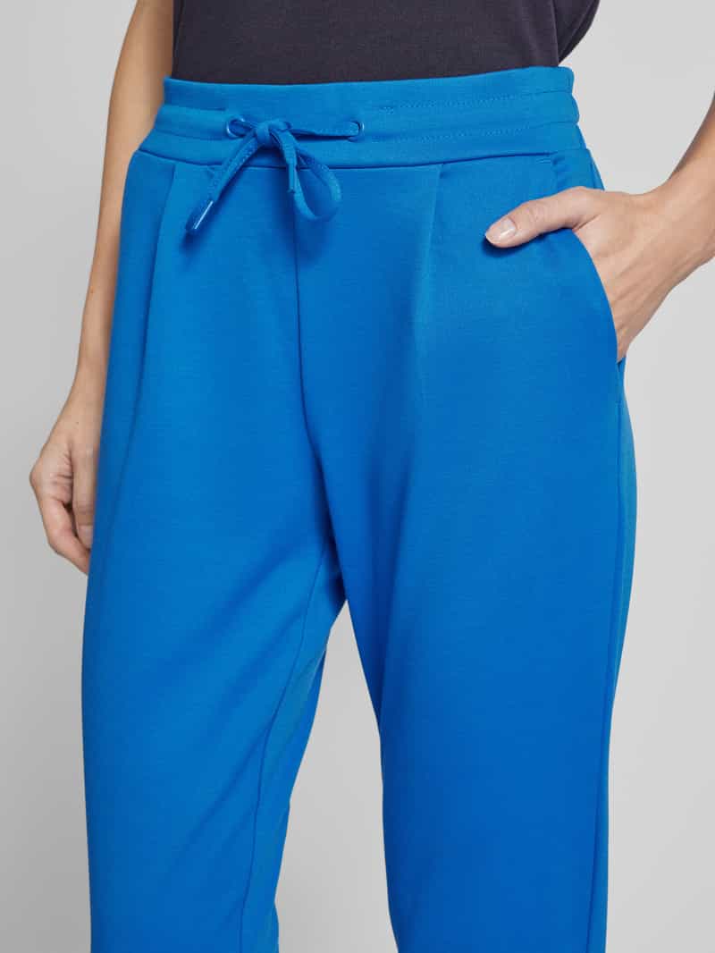 Ichi Slim fit bandplooibroek met elastische band model 'KATE'