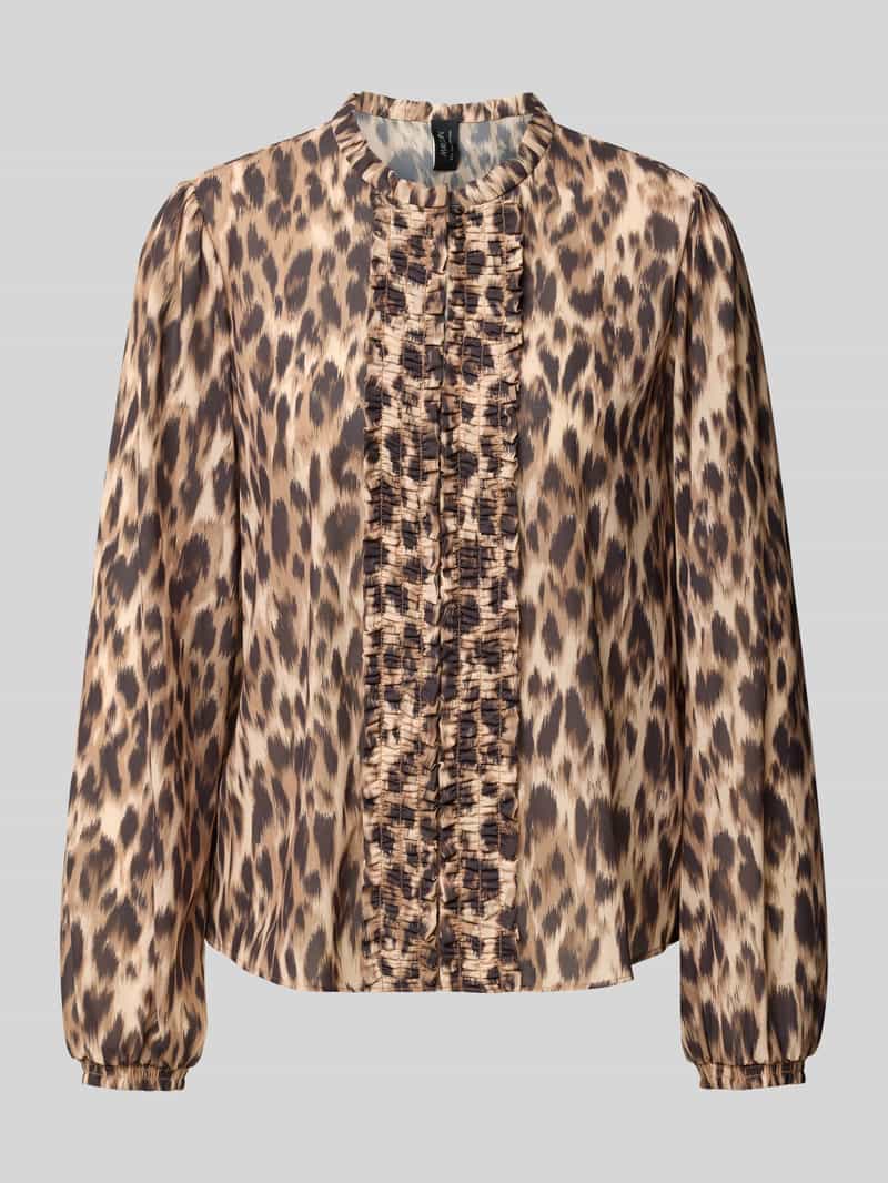 Marc Cain blouse met lange mouwen met ruchenfront