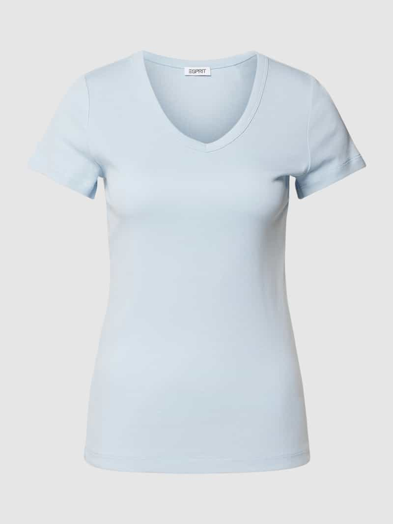 Esprit T-shirt met afgeronde V-hals