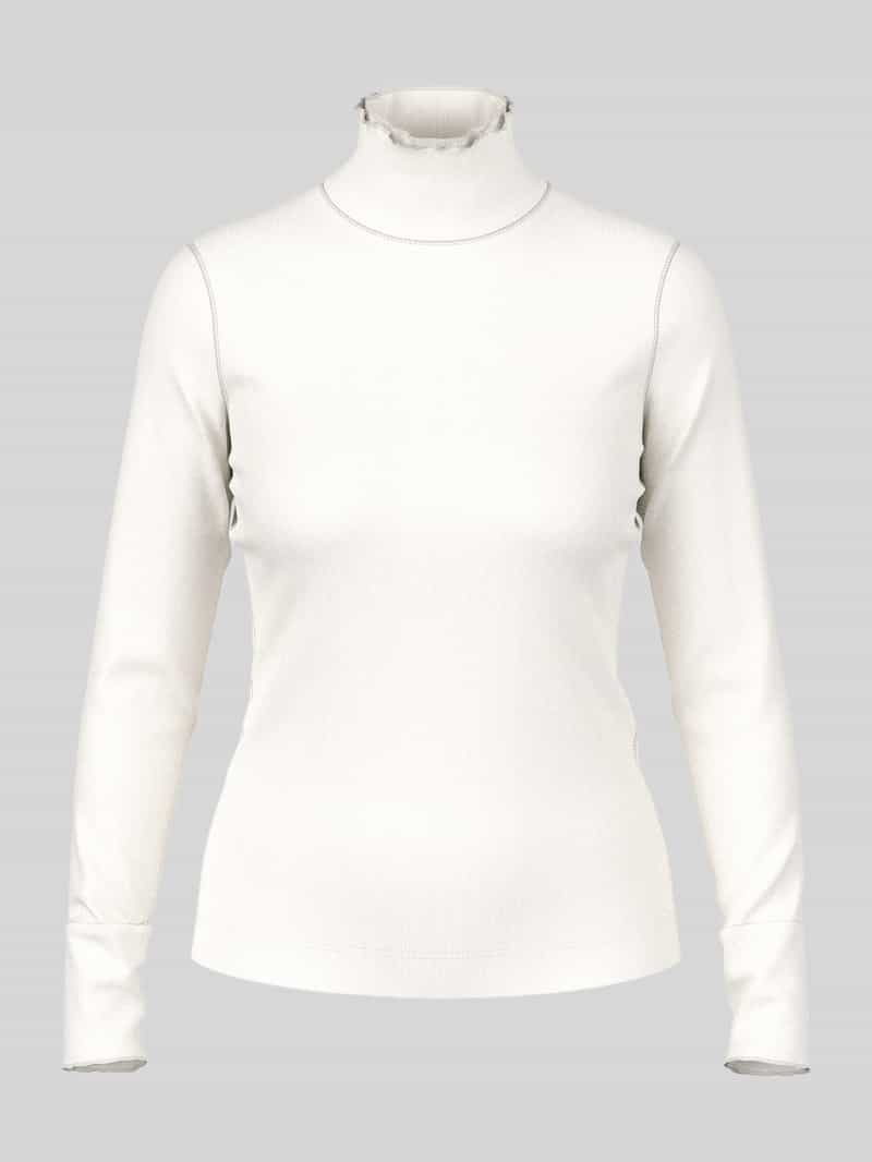 Marc Cain Slim fit shirt met lange mouwen met kraag met ruches