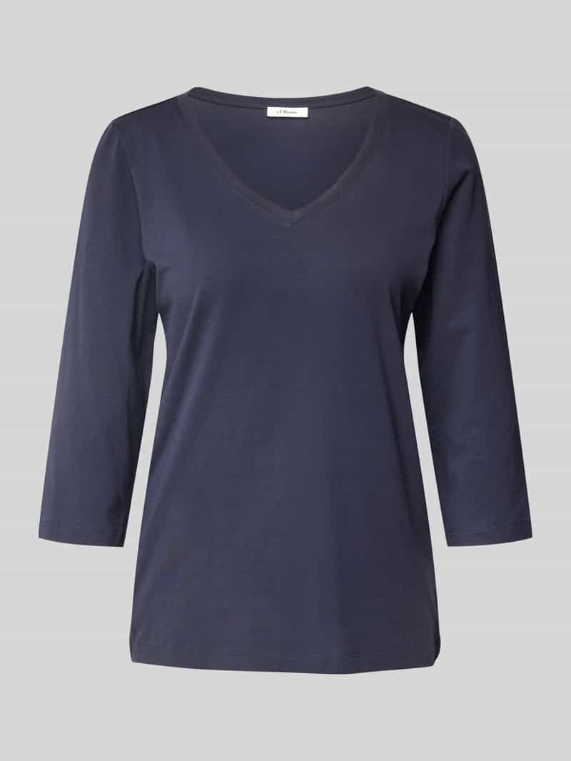 s.Oliver RED LABEL Regular fit shirt met 3 4-mouwen van katoen-jerseymix met V-hals