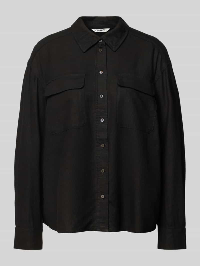 Only Oversized overhemdblouse van linnenmix model 'CARO'