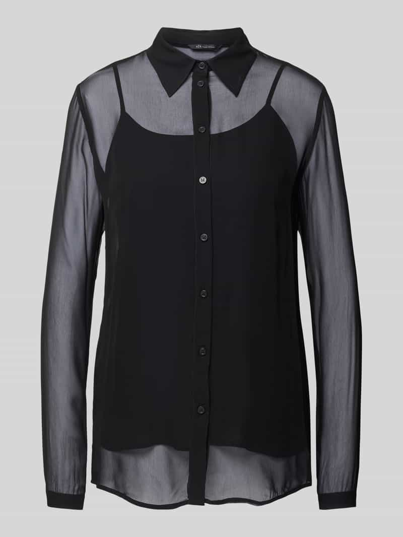 Armani Exchange Blouse van pure viscose met platte kraag