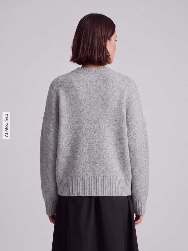 Vero Moda oversized pullover met wol model 'BOOM' light grey melange, foto 2
