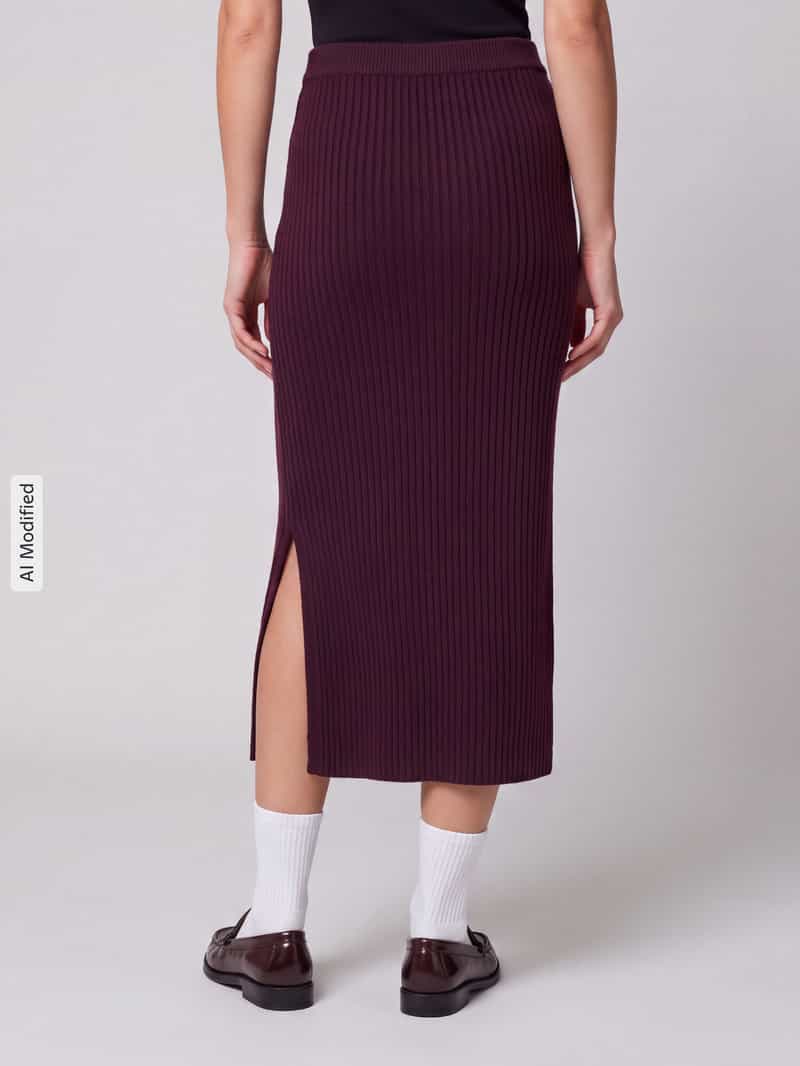 Pieces Uitlopende kokerrok met wol model 'AVA'