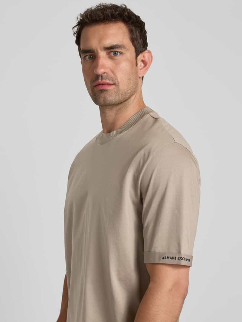 Armani Exchange T-shirt met geribde ronde hals