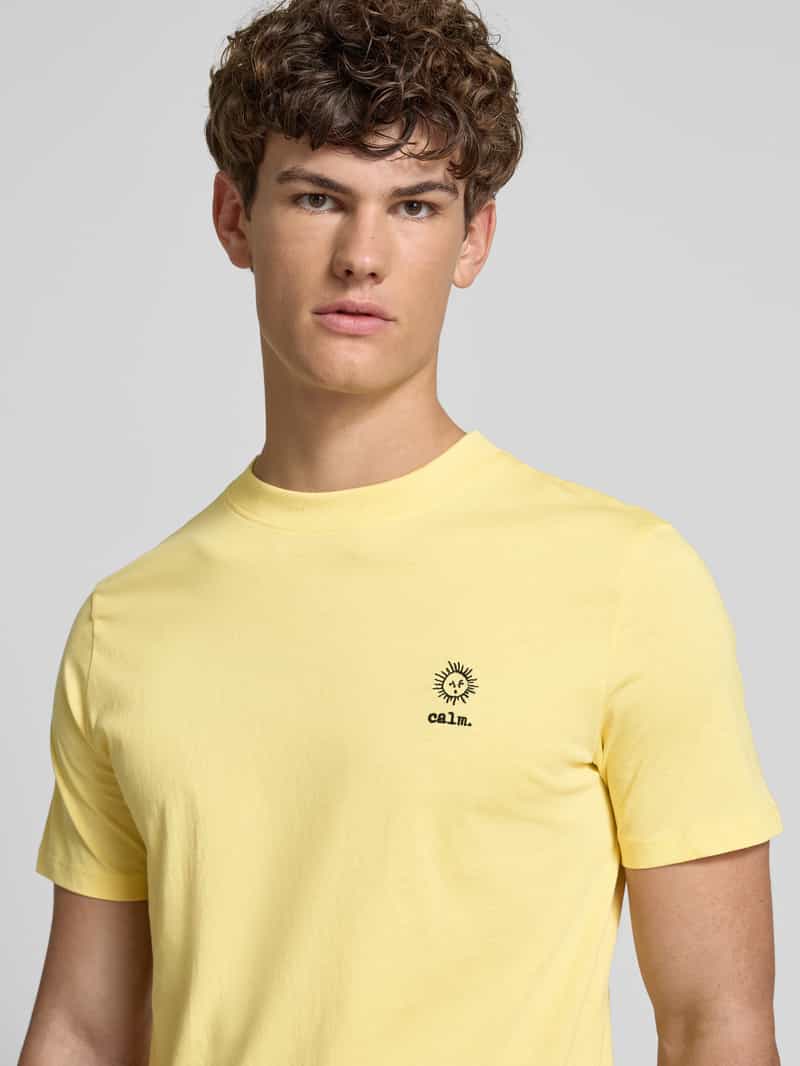 Blend T-shirt met motief- en statementstitching model 'JANUS'