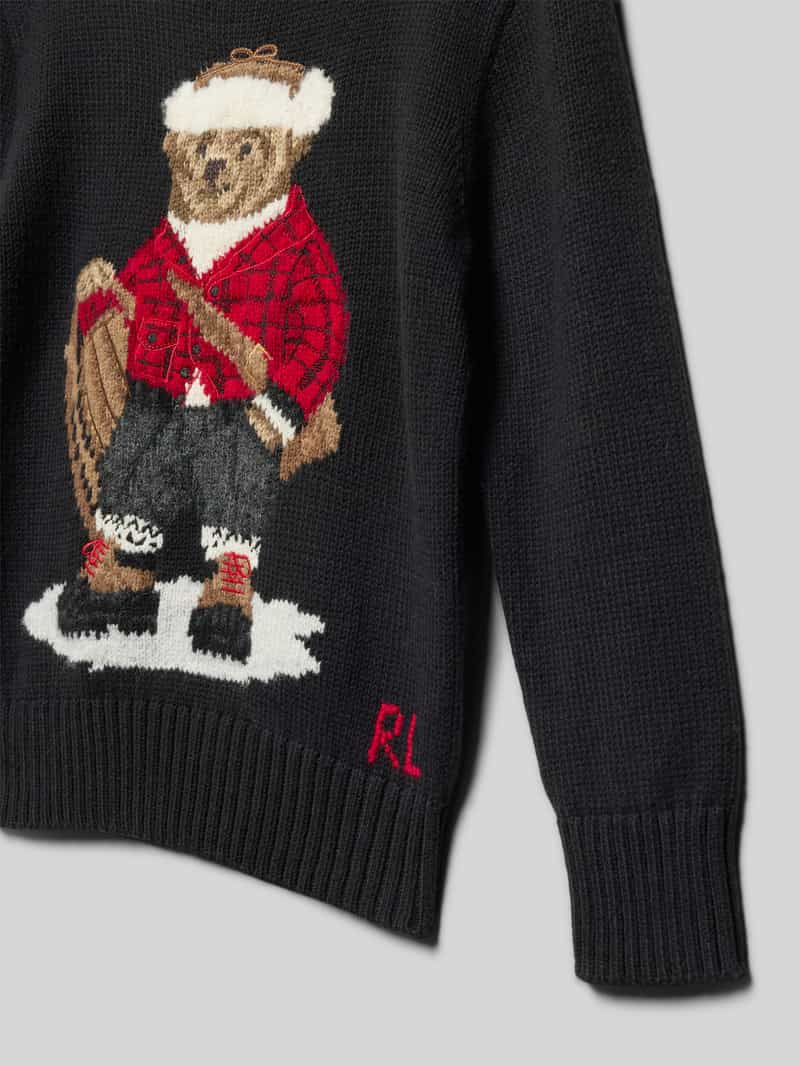 Polo Ralph Lauren Kids Gebreide pullover met motief en ronde hals