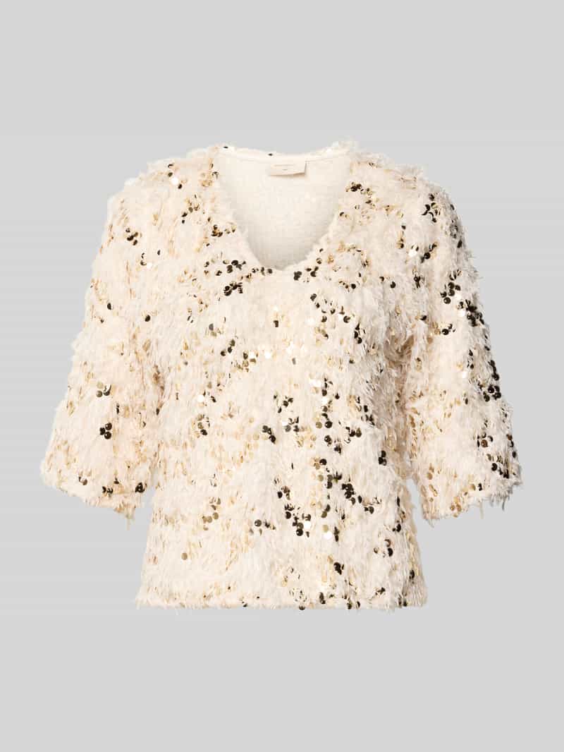 FREE QUENT T-shirt met veren en pailletten model 'NOLLA'