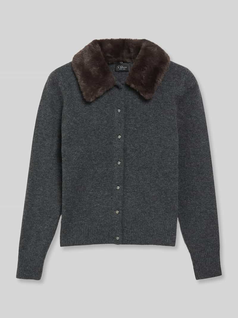 Regular fit gebreid jack met wol