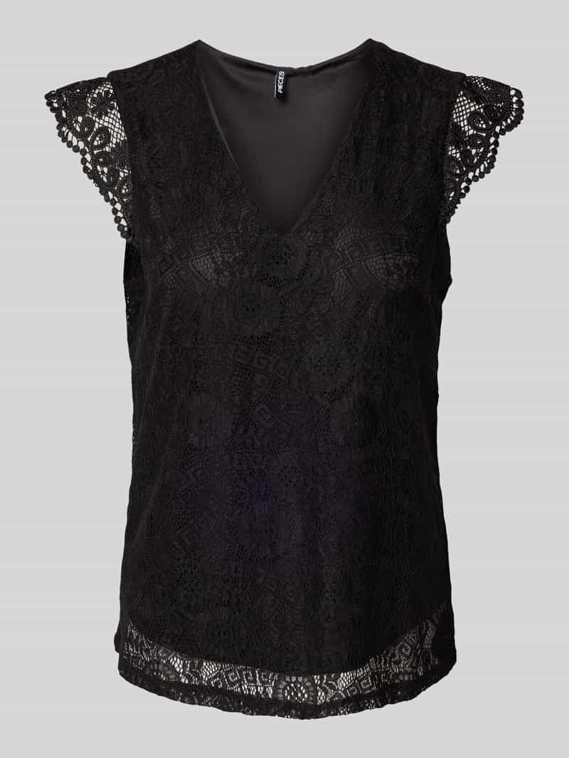Pieces Regular fit top met kant model 'COLLINE'