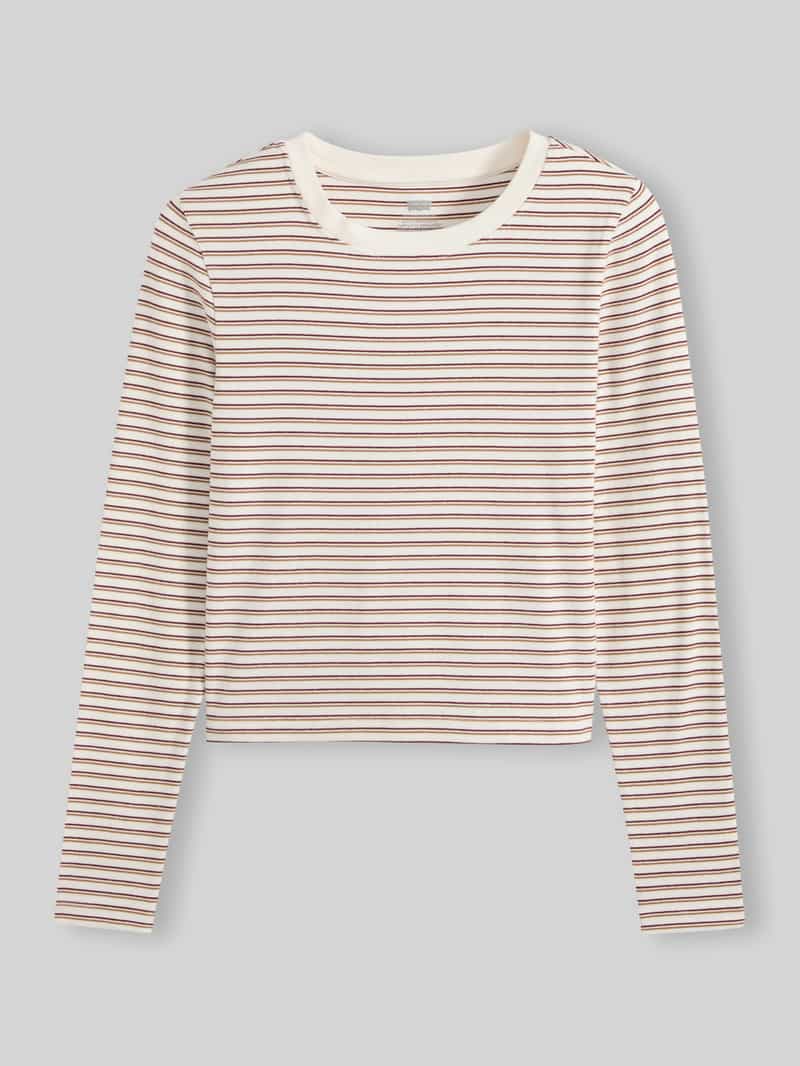 Slim fit shirt met lange mouwen van katoenmix
