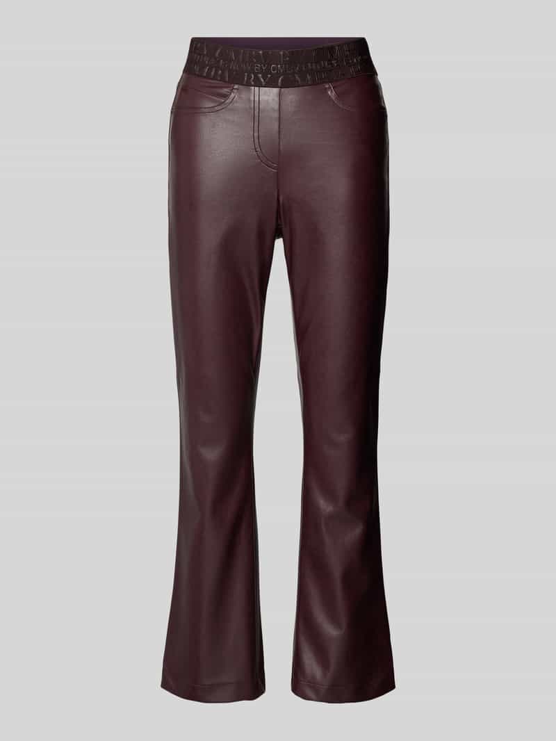 CAMBIO Regular fit leren broek met elastische band met label