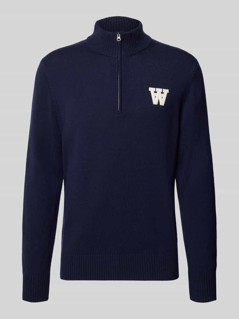 Wood Gebreide pullover van pure lamswol met logopatch model 'Tay'