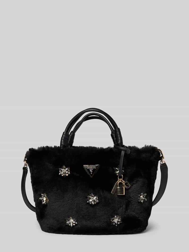 Guess Handtas van imitatiebont met siersteentjes model 'SHAIDA'