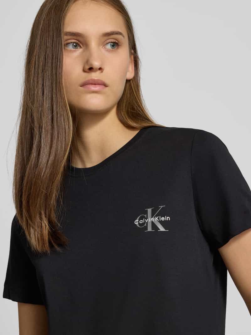 Calvin Klein Jeans T-shirt met labelprint in een set van 2 stuks