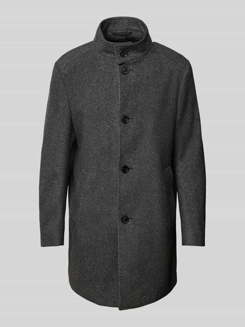 Lange jas met opstaande kraag, model 'Maron'