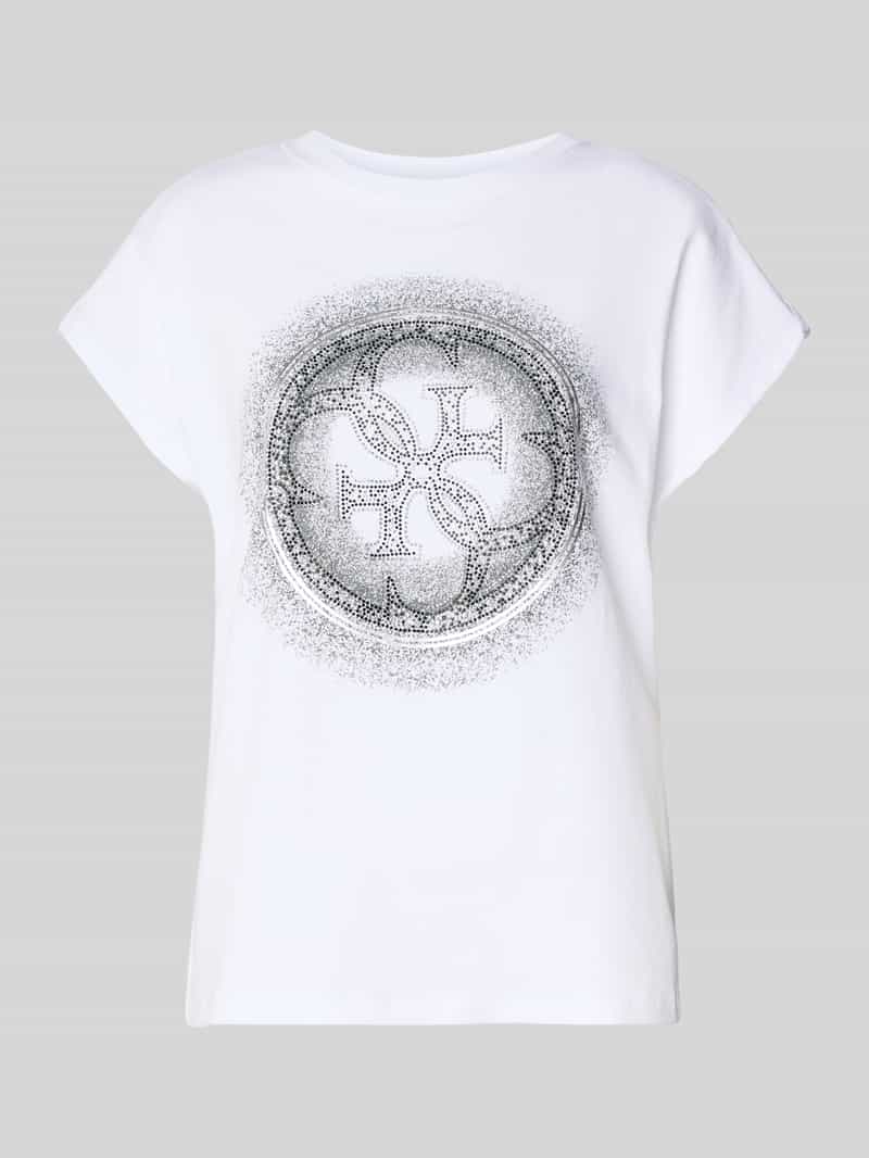 Guess T-shirt met siersteentjes en ronde hals