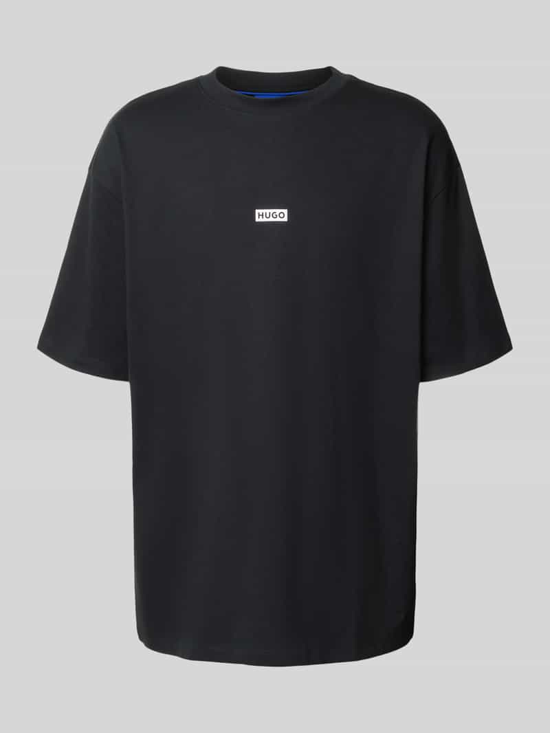 Hugo Blue T-shirt met labelprint model 'Nalono'