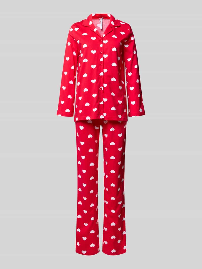 LOUIS & LOUISA Pyjama met reverskraag model 'Mit viel Liebe'