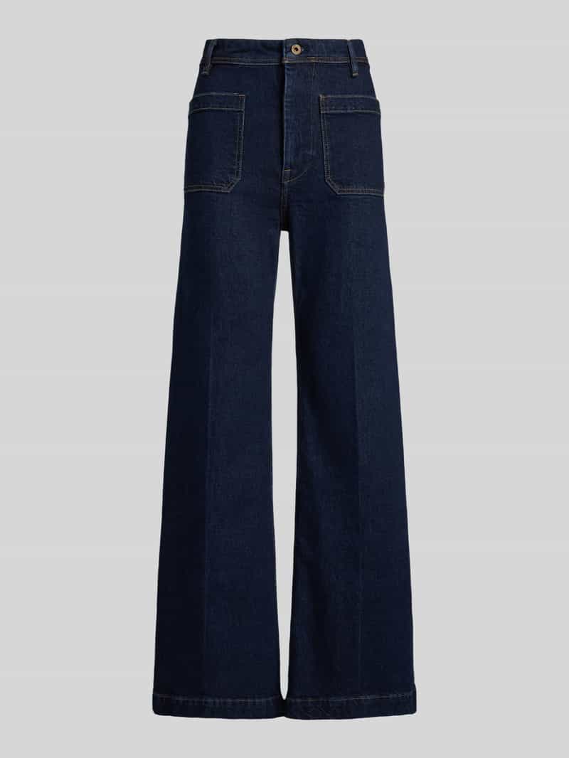 Wide leg jeans van katoenmix