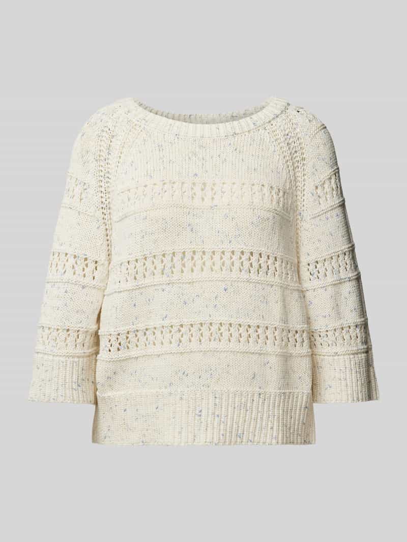 Tom Tailor Regular fit gebreide pullover met 3 4-mouwen van zuiver katoen