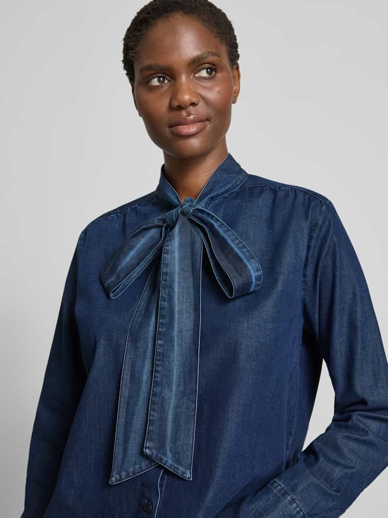 Smith and Soul Jeansblouse met strik en knoopsluiting