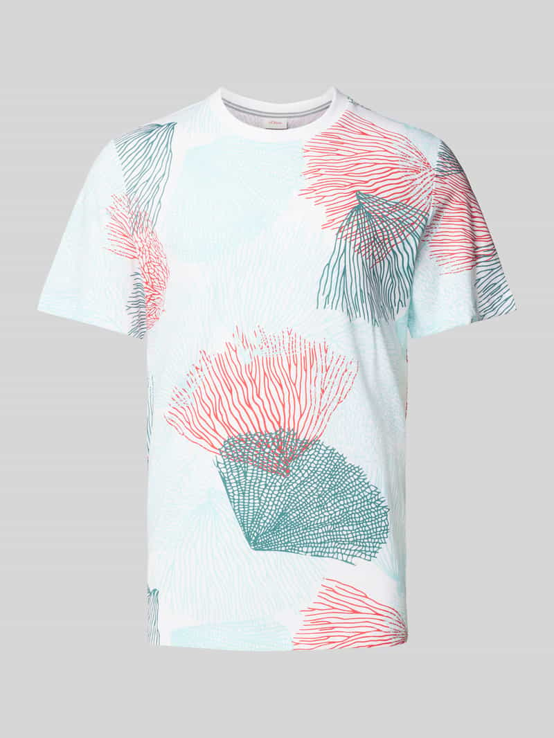 S.Oliver RED LABEL T-shirt met all-over print, model 'Big Coral'