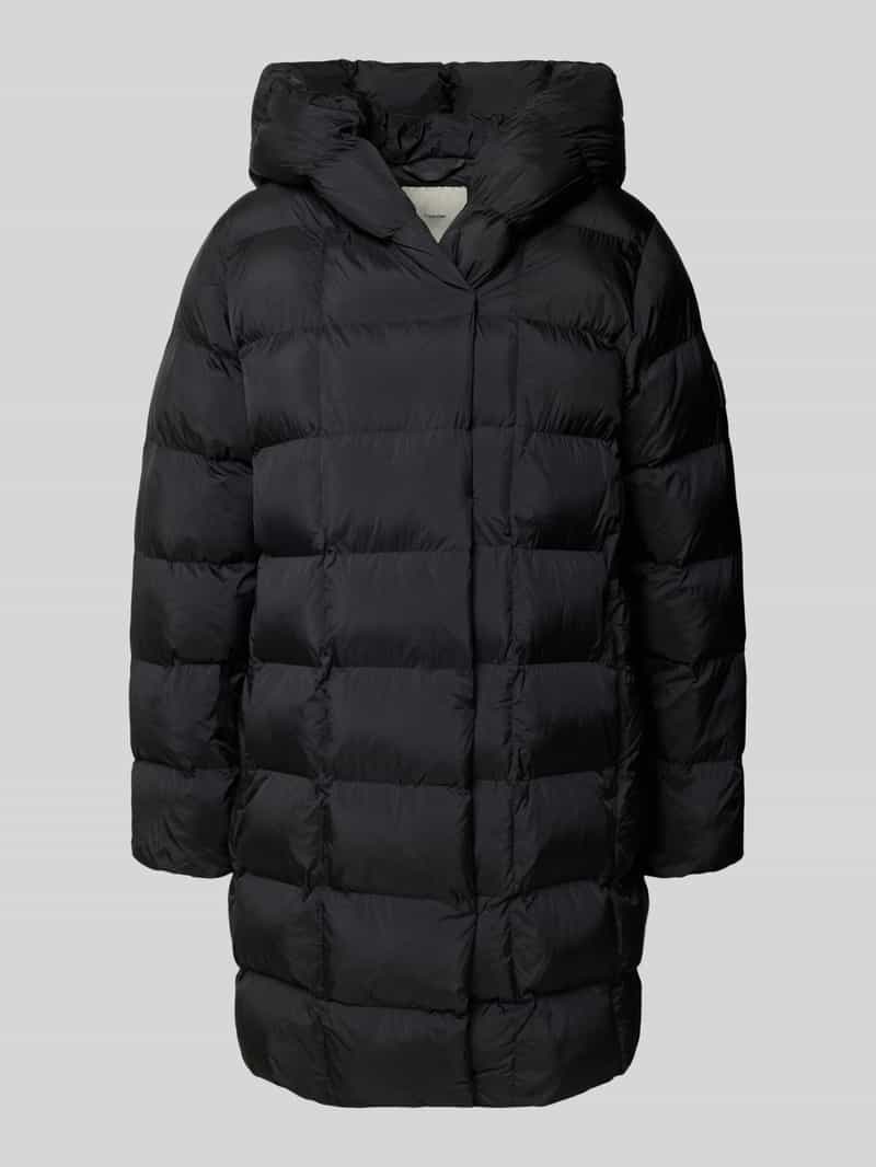 Calvin Klein Womenswear Glanzende gewatteerde lange jas met capuchon