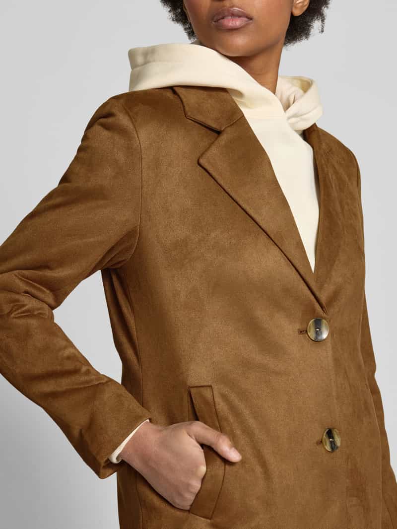 Only Regular fit lange jas in wildleerlook model 'DIANE'