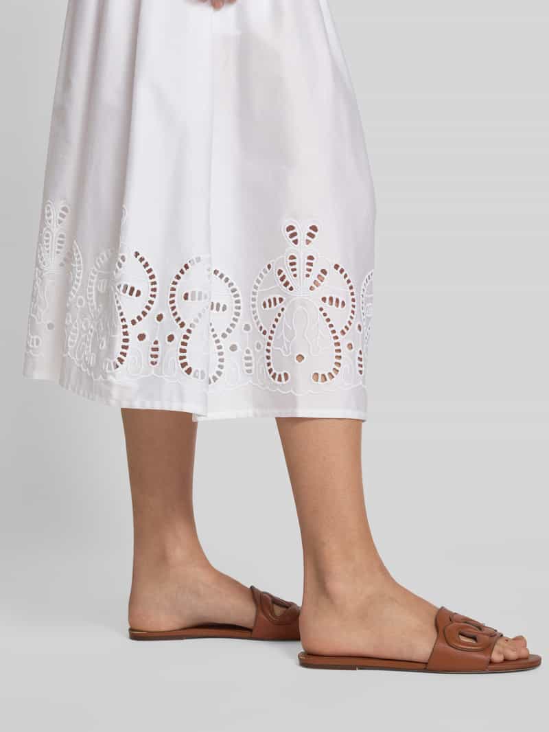 seidensticker Midirok met broderie anglaise