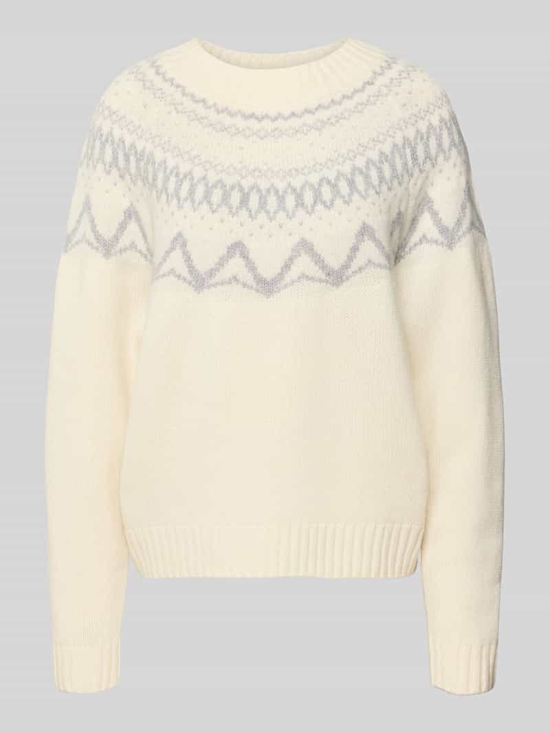 FYNCH-HATTON Regular fit pullover van zuivere wol in gebreide look