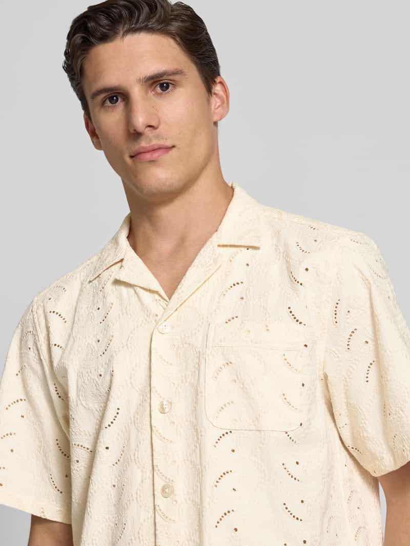 Forét Relaxed fit vrijetijdsoverhemd met broderie anglaise model 'LEO PAISLEY'