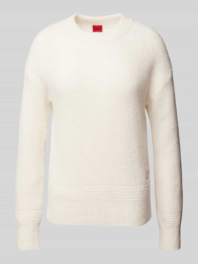 HUGO Gebreide pullover met labelstitching, model 'Scevanu'